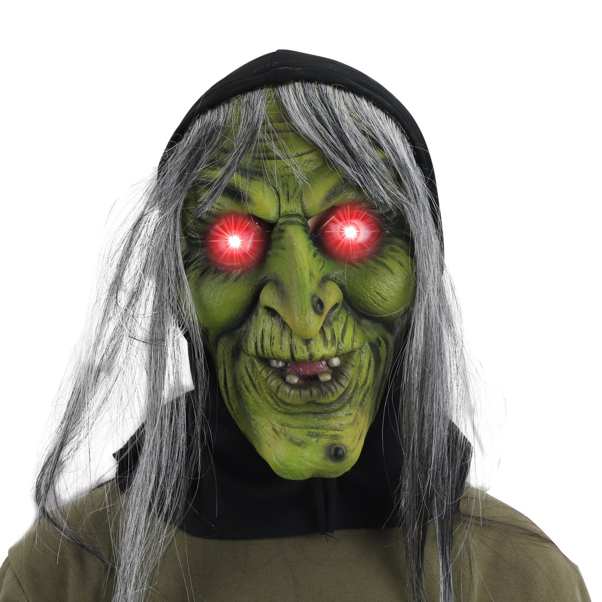 helga witch mask with glowing eyes